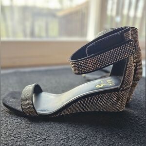 Mix No 6 Prunela Wedges Black Rhinestone